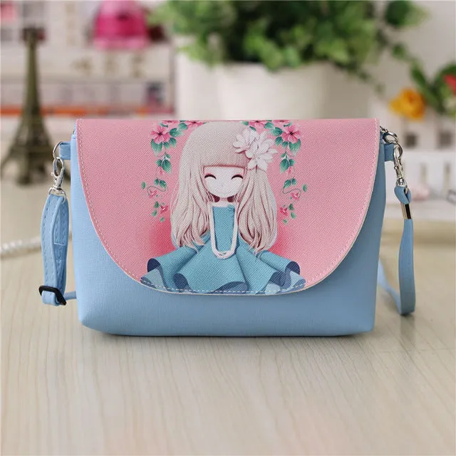 2017 New Cartoon printing Women bag Female PU leather Mini Crossbody Shoulder bags Girls Messenger bag bolsa feminina B075