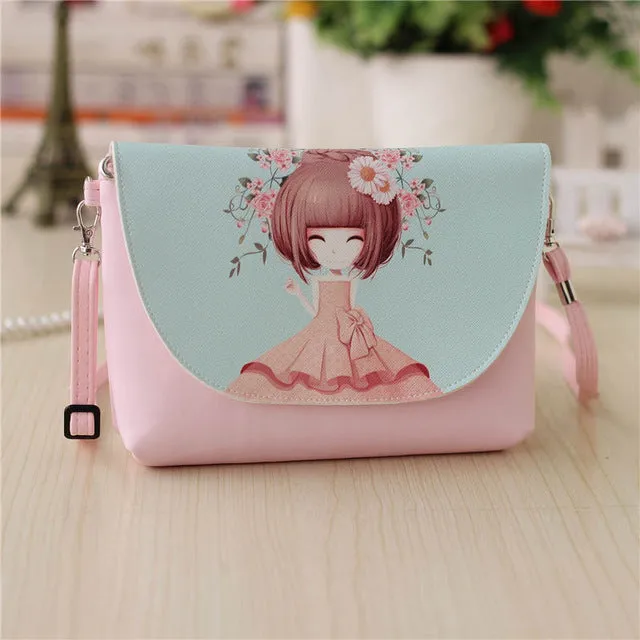 2017 New Cartoon printing Women bag Female PU leather Mini Crossbody Shoulder bags Girls Messenger bag bolsa feminina B075