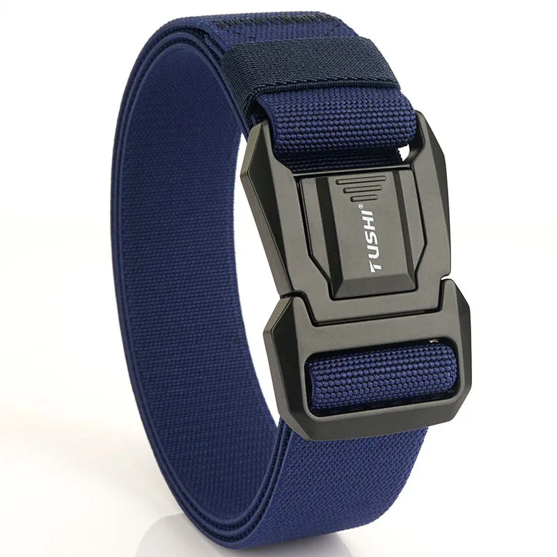 ALUMINUM ALLOY QUICK FUNCTIONAL BUCKLE NYLON ELASTIC WOVEN CANVAS BELT
