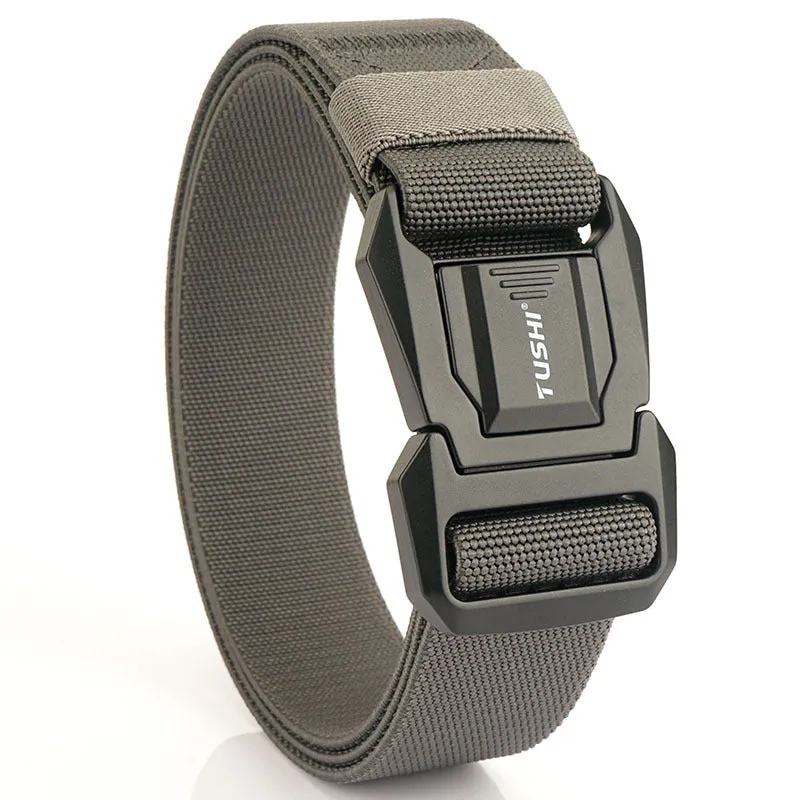 ALUMINUM ALLOY QUICK FUNCTIONAL BUCKLE NYLON ELASTIC WOVEN CANVAS BELT