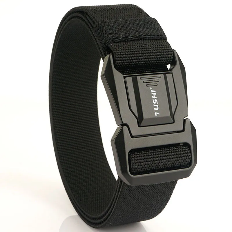 ALUMINUM ALLOY QUICK FUNCTIONAL BUCKLE NYLON ELASTIC WOVEN CANVAS BELT