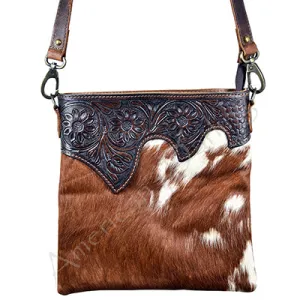 American Darling ADBG205TAW Crossbody Hair-On Genuine Leather Women Bag Western Handbag Purse