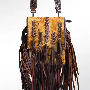 American Darling ADBG519YLAC2 Wallet Hand Tooled Hair-On Genuine Leather Women Bag Western Handbag Purse