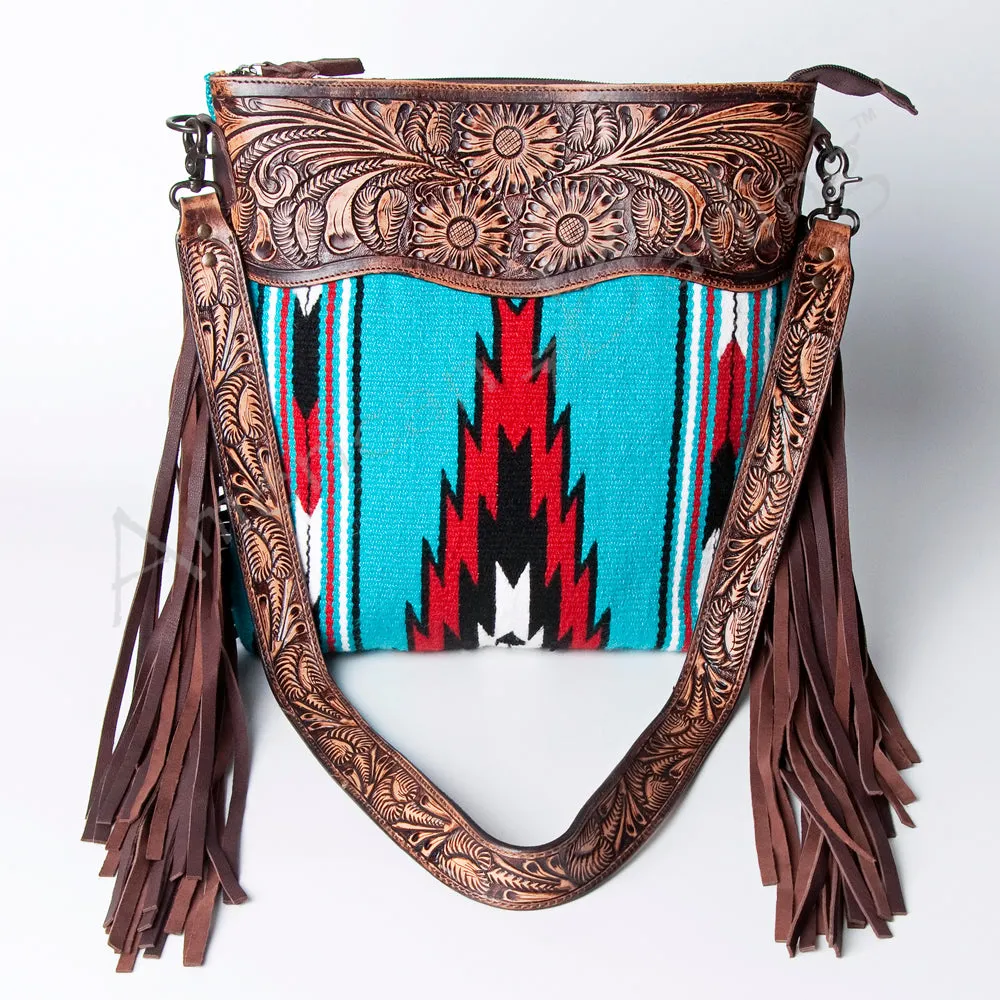 American Darling ADBGZ140G Signature Crossbody Hand Tooled Saddle Blanket Genuine Leather Women Bag Western Handbag Purse