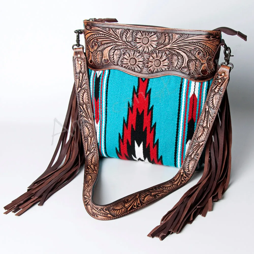 American Darling ADBGZ140G Signature Crossbody Hand Tooled Saddle Blanket Genuine Leather Women Bag Western Handbag Purse