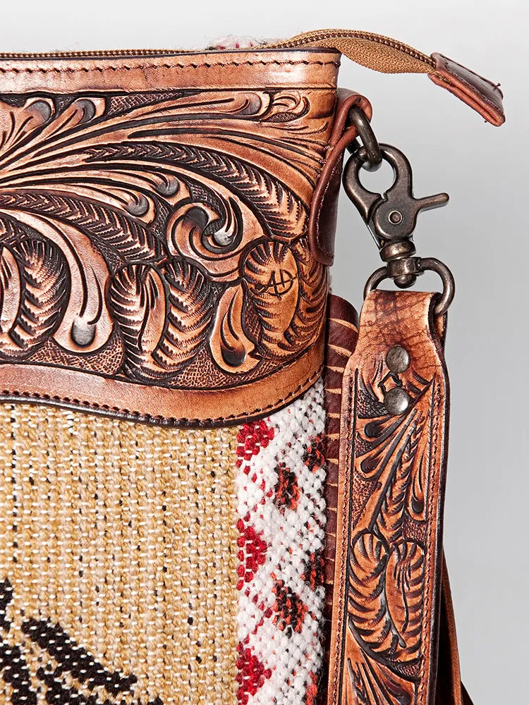 American Darling ADBGZ635 Signature Crossbody Hand Tooled Saddle Blanket Genuine Leather Women Bag Western Handbag Purse