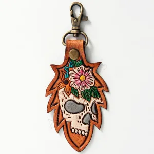 American Darling ADKR164 Hand Tooled Carved Genuine Leather Keyring