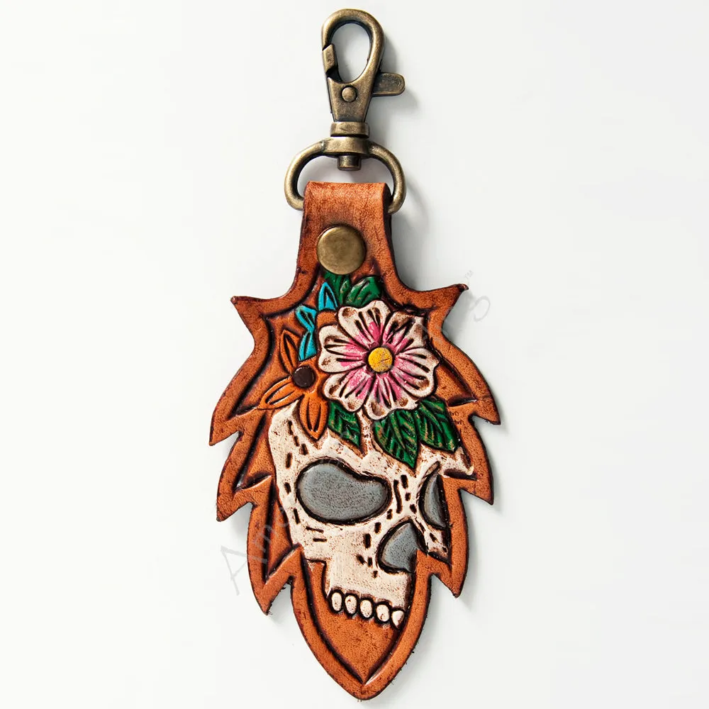 American Darling ADKR164 Hand Tooled Carved Genuine Leather Keyring