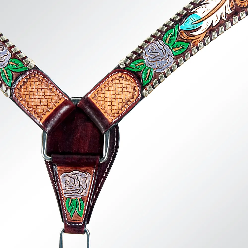 AMERICAN DARLING Western Horse Headstall Breast Collar Set American Leather