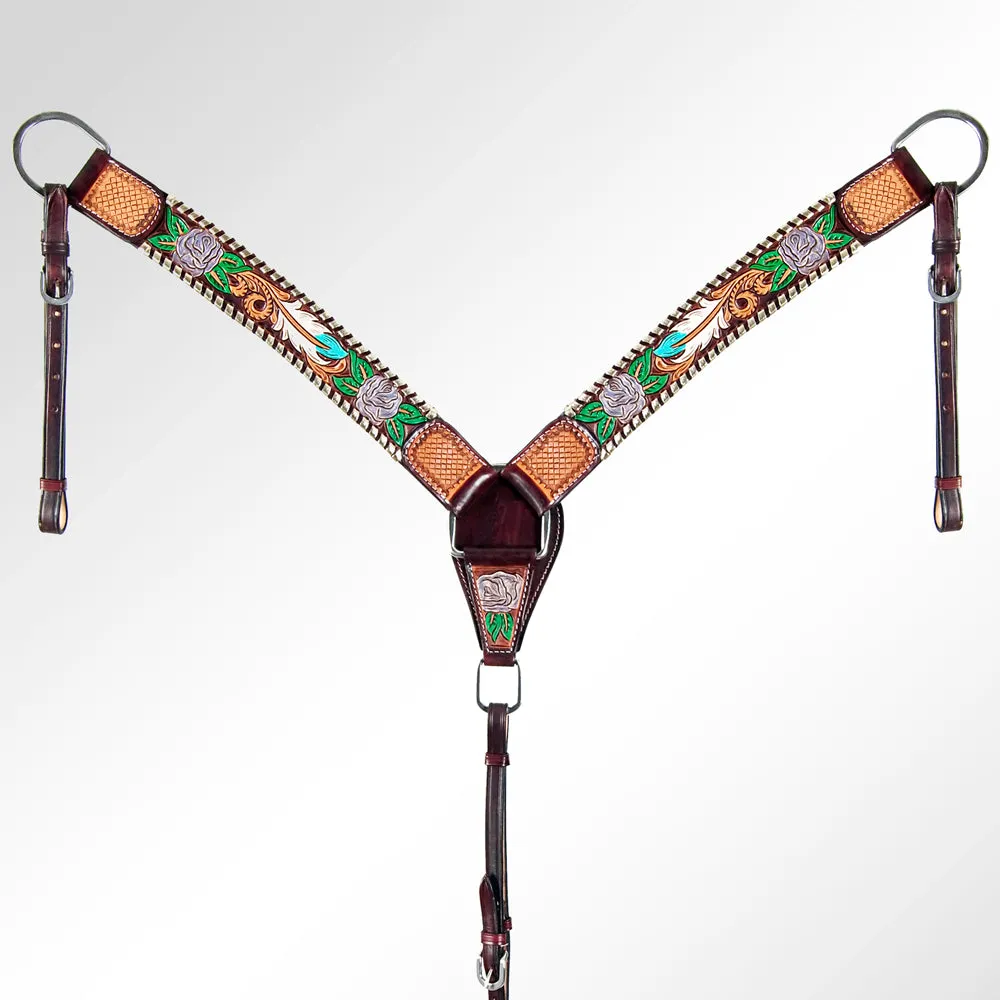 AMERICAN DARLING Western Horse Headstall Breast Collar Set American Leather