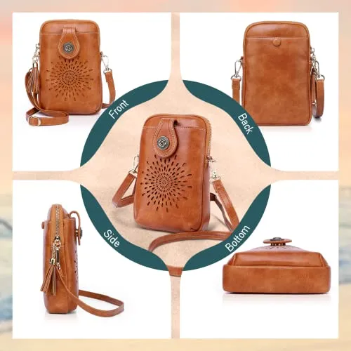 APHISON Mini Cell Phone Purse, PU Leather Small Crossbody Bags for Women, Lightweight Cute Purses with Tassel