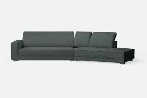 Bolzano 4 Seater Right Hand Facing Chaise Lounge Corner Sofa Dusky Turquoise Leather