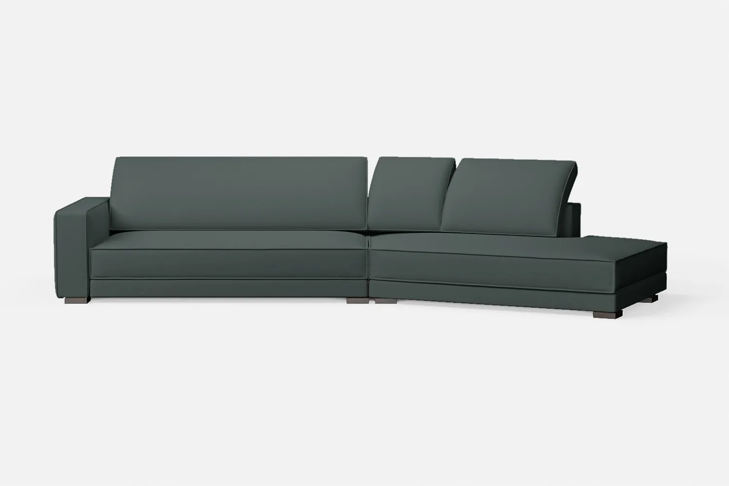 Bolzano 4 Seater Right Hand Facing Chaise Lounge Corner Sofa Dusky Turquoise Leather