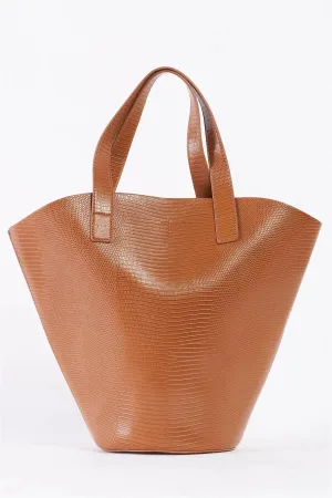 Brown Trapezoid Snake Vegan Leather Bag /3 Bags