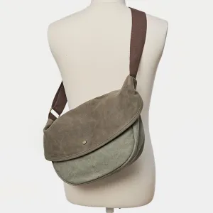 Canvas Mens Small Side Bags Green Canvas Saddle Messenger Bags Canvas Courier Bag for Men