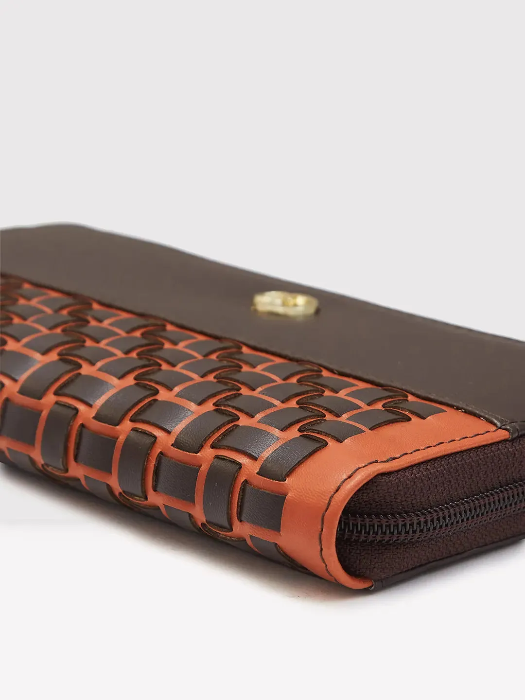 Caprese Zeta Zip Around Women'S Wallet Large Quilted Chocolate