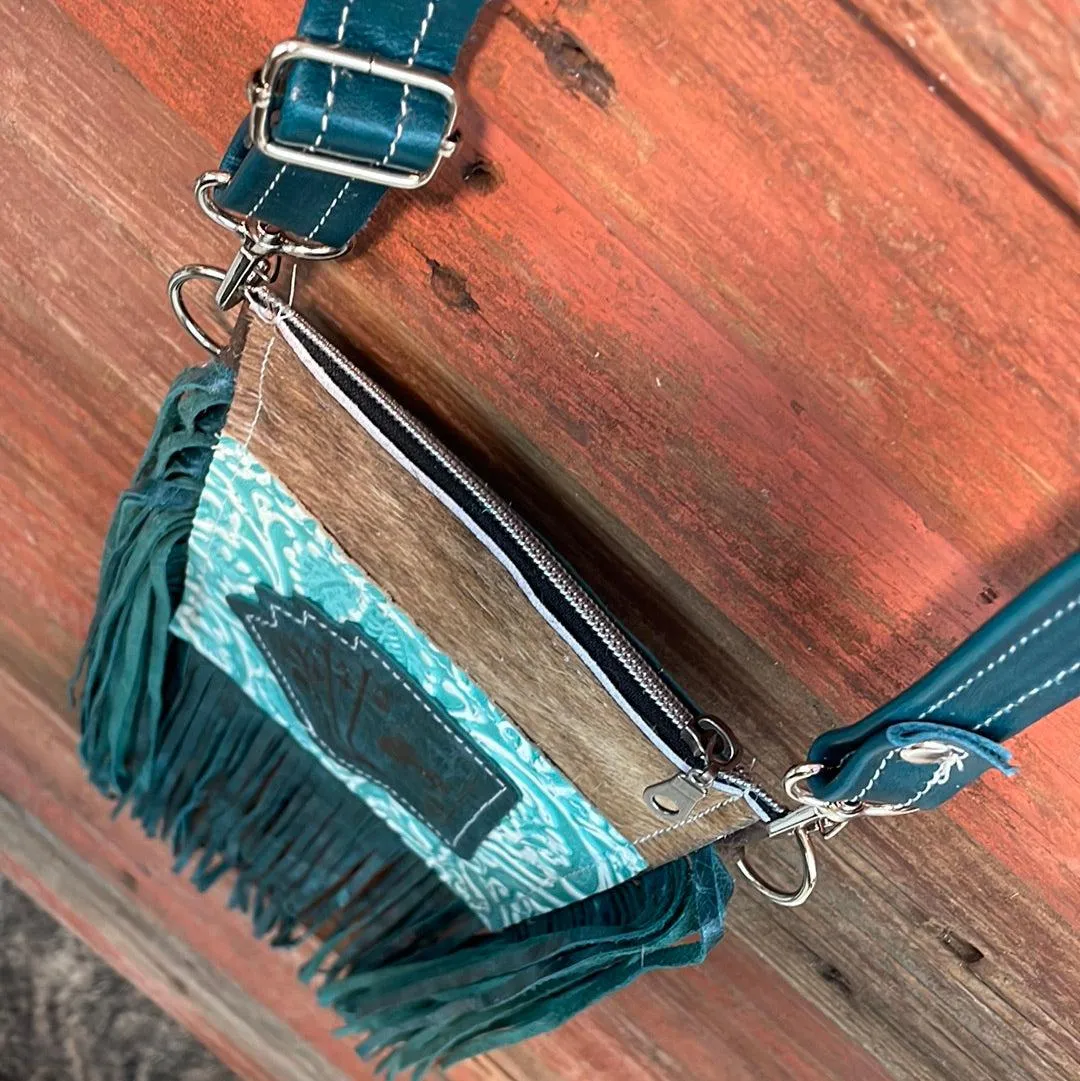 Carrie - Brindle w/ Turquoise Sand tool w/ bucking aces
