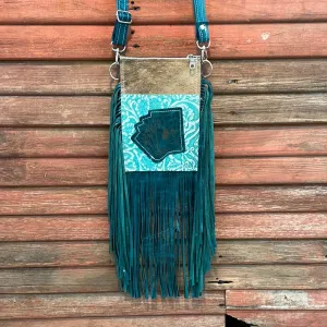 Carrie - Brindle w/ Turquoise Sand tool w/ bucking aces