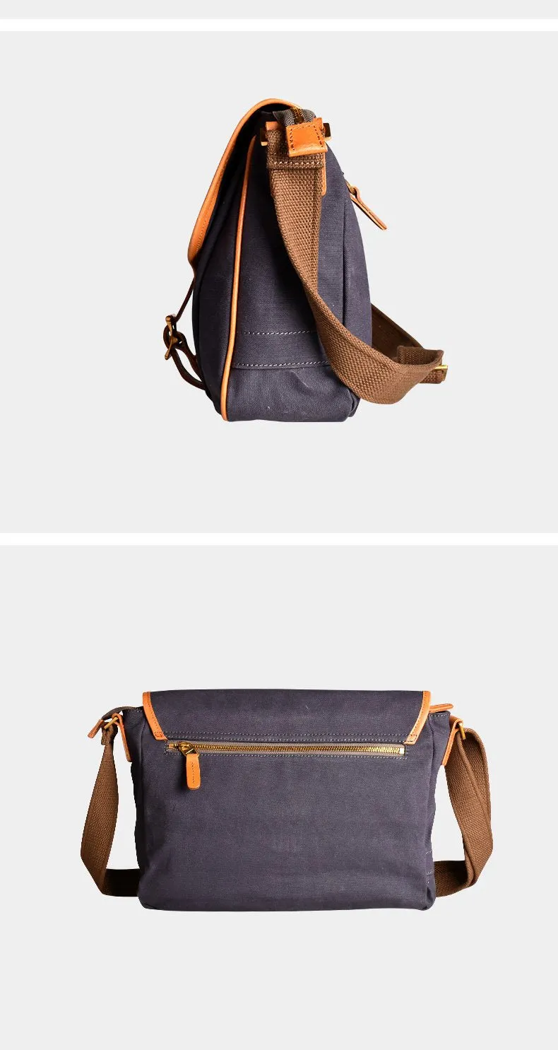 Casual Canvas Leather Mens Side Bag Side Bag Small Messenger Bags Casual Courier Bags for Men