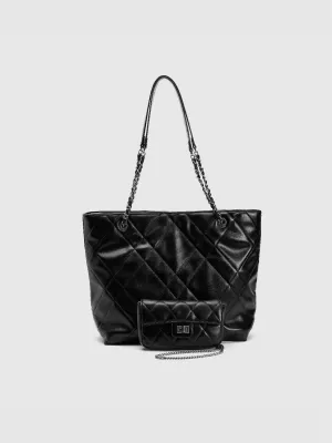 Chained Quilted Embossed Tote Bag