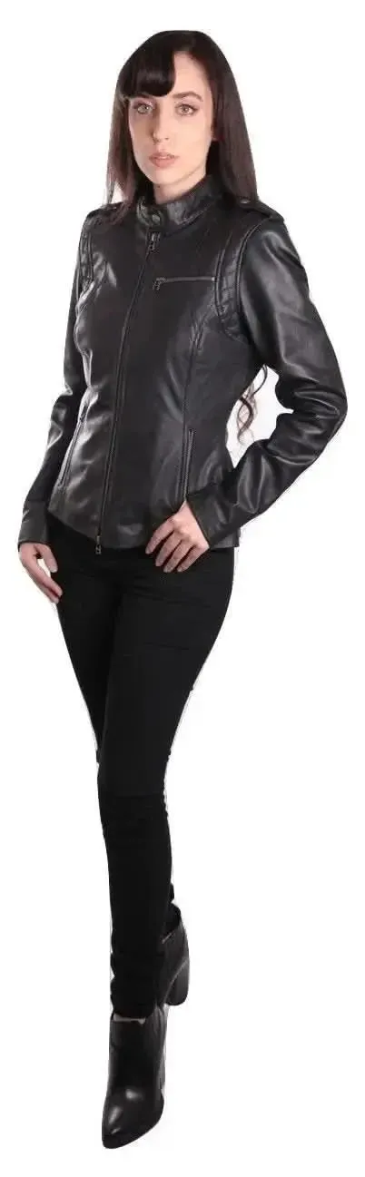 Chic Women's Authentic Black Leather Motorcycle Jacket