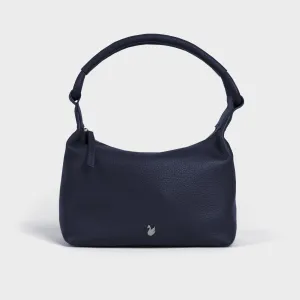 'CITY BAG' Navy Soft Pebble Grain Real Leather Shoulder Bag