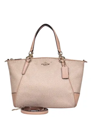 Coach - Nude & White Checkered Pattern Textile Handbag