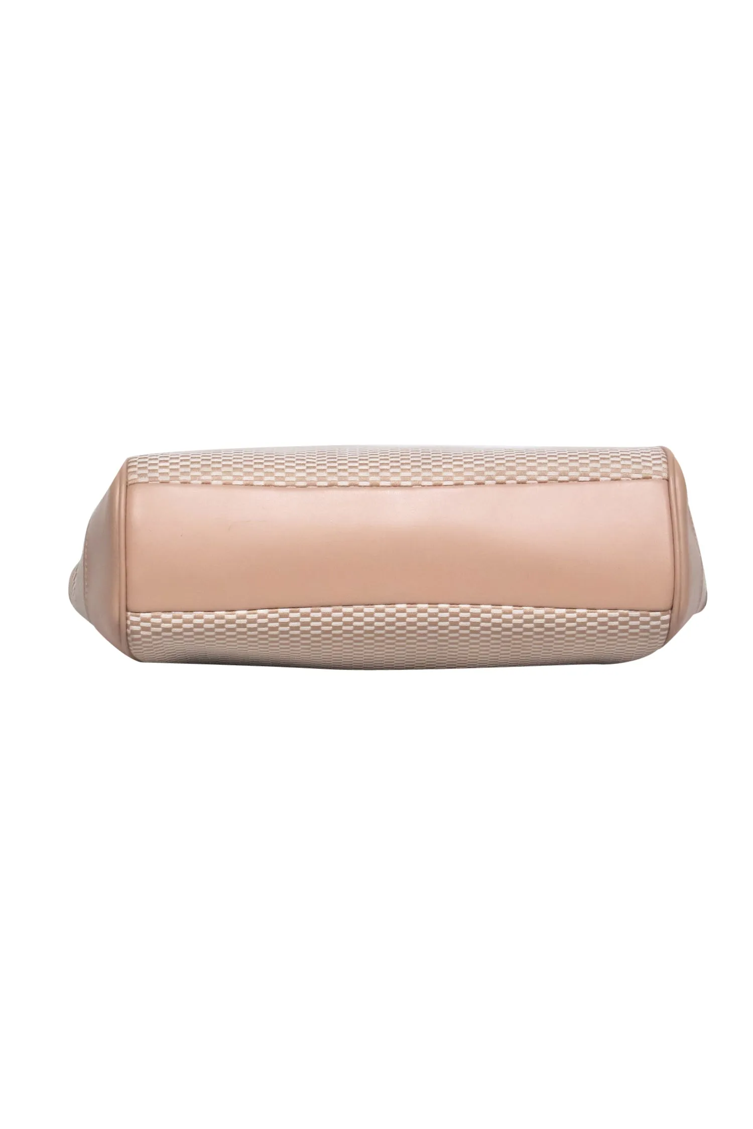 Coach - Nude & White Checkered Pattern Textile Handbag
