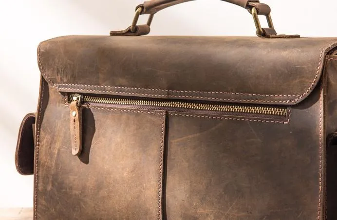 Coffee Vintage Leather Mens Camera Messenger Bag Crossbody Camera Bags for Men