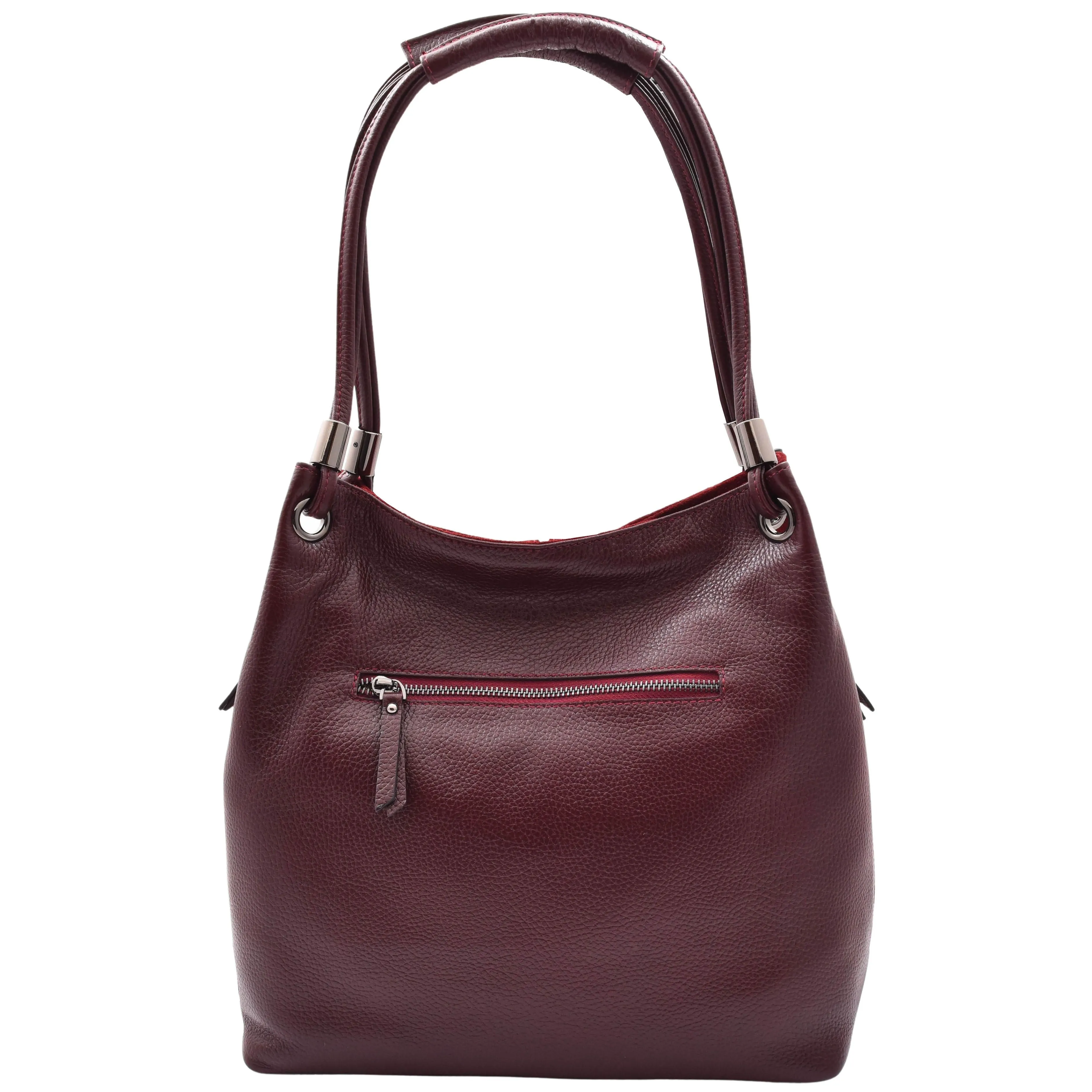 DR593 Women's Suede Leather Large Shoulder Bag Zip Hobo Bag Burgundy