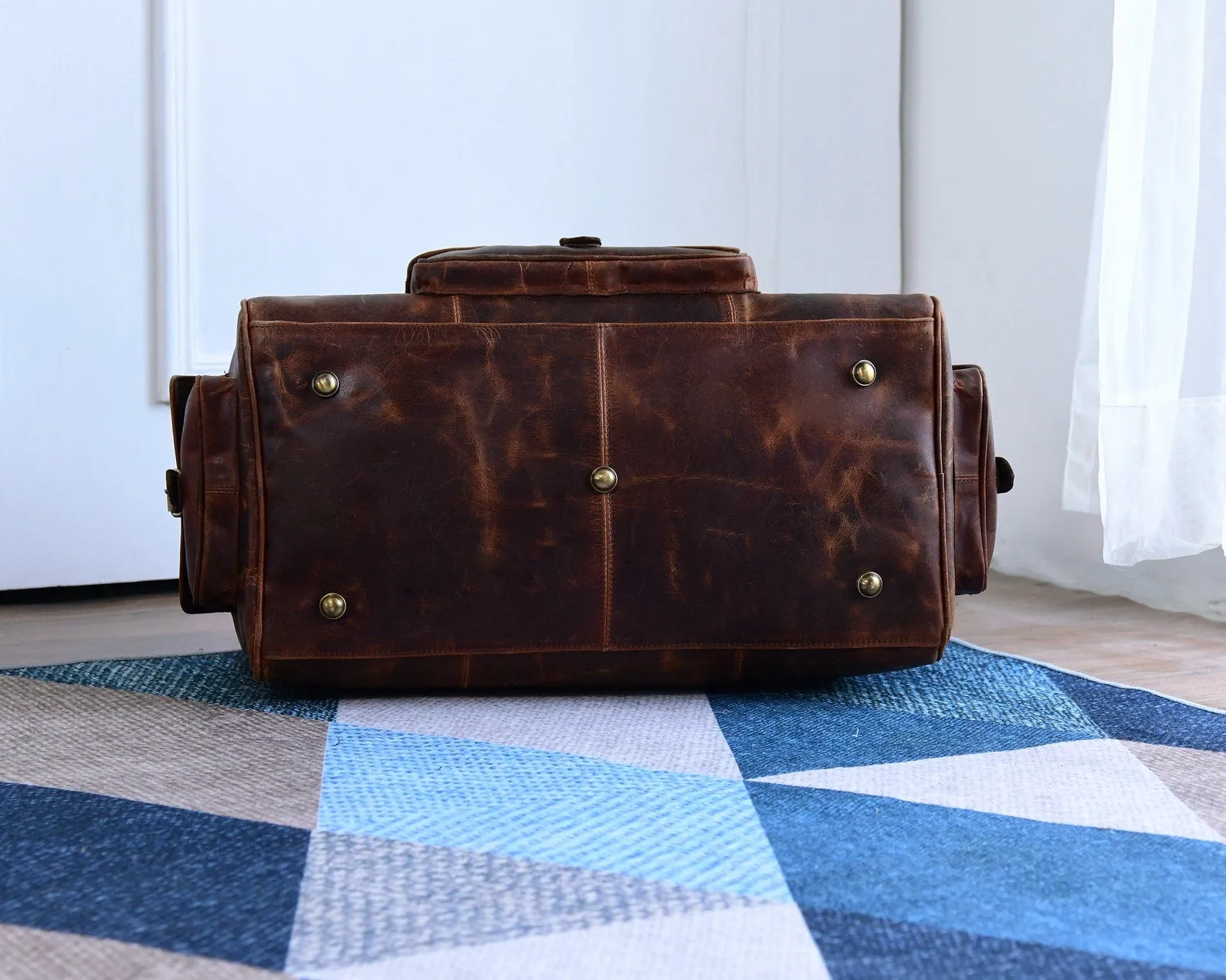 Duffle Bag Waxed Brown Leather