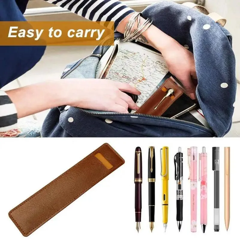 Elegant Leather Fountain and Stylus Pen Sleeve - Premium Protective Case