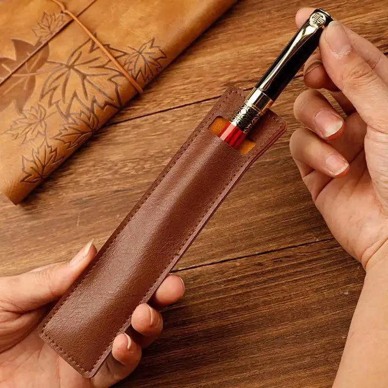 Elegant Leather Fountain and Stylus Pen Sleeve - Premium Protective Case