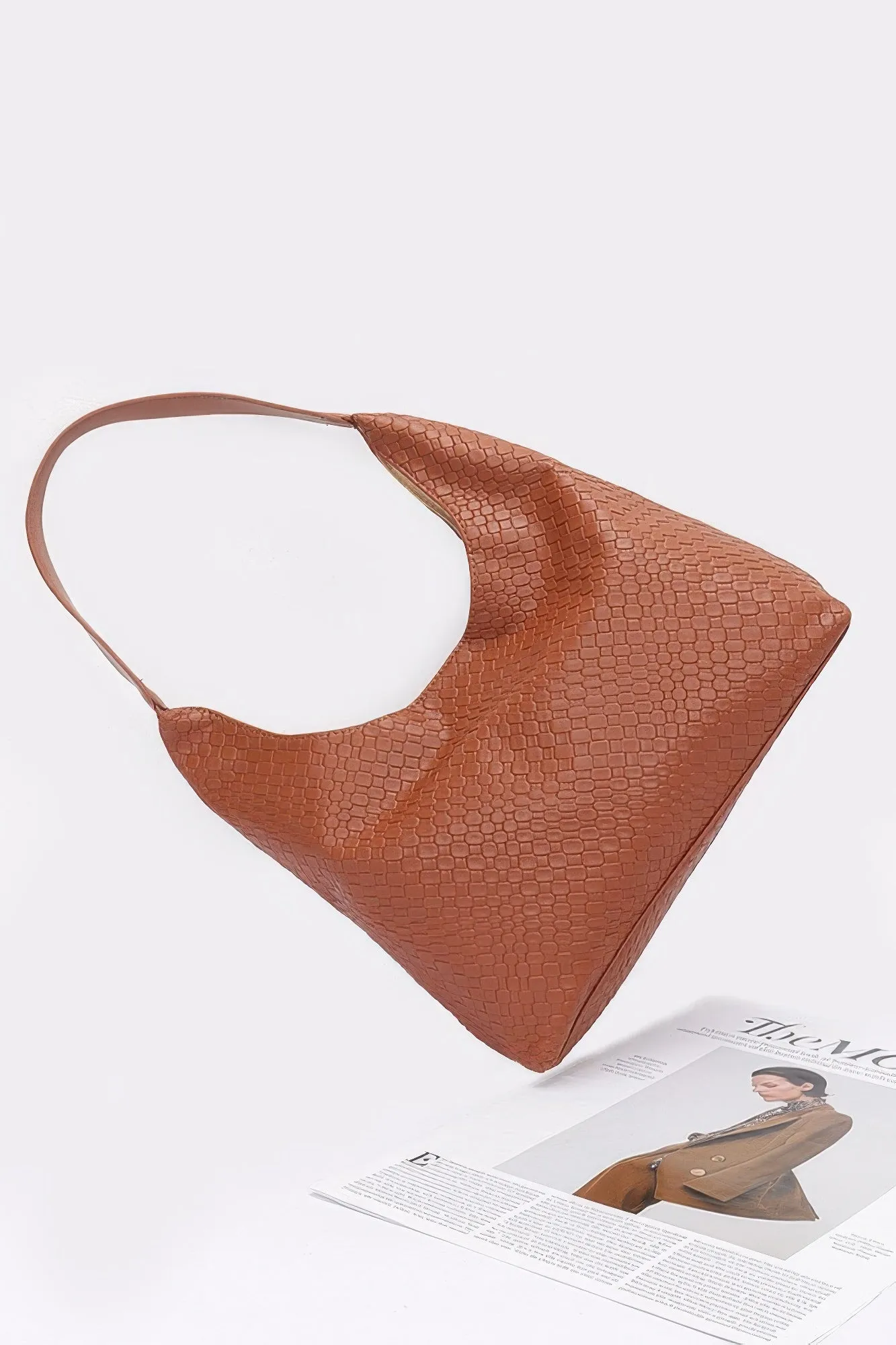 Embossed Faux Leather Shoulder Bag