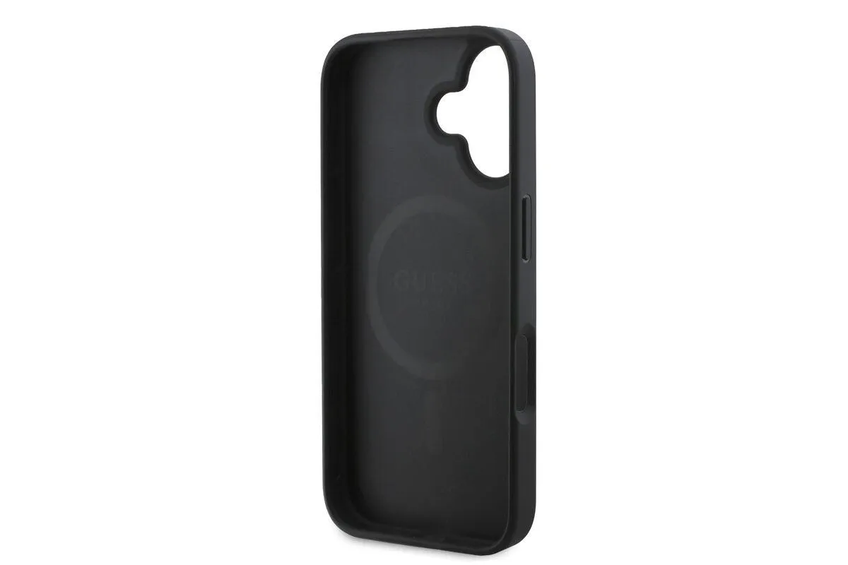 Guess 4G Big Love Logo Leather Case with MagSafe for iPhone 16 6.1" Black - GUHMP16SP4PLGWK