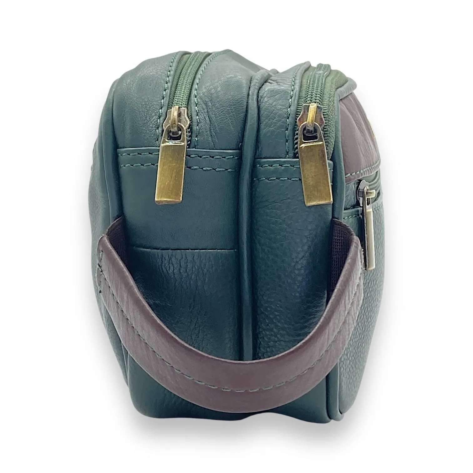 Hand Pouch, Wash Bag, Toiletry, Genuine Leather # 2295NH