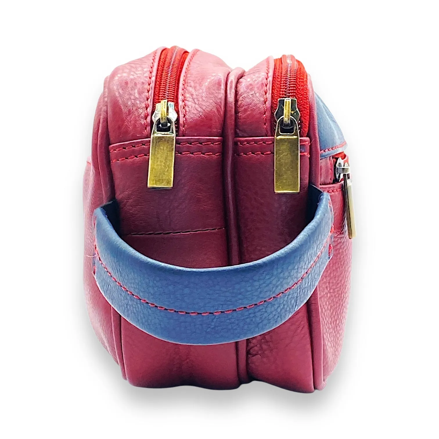 Hand Pouch, Wash Bag, Toiletry, Genuine Leather # 2295NH