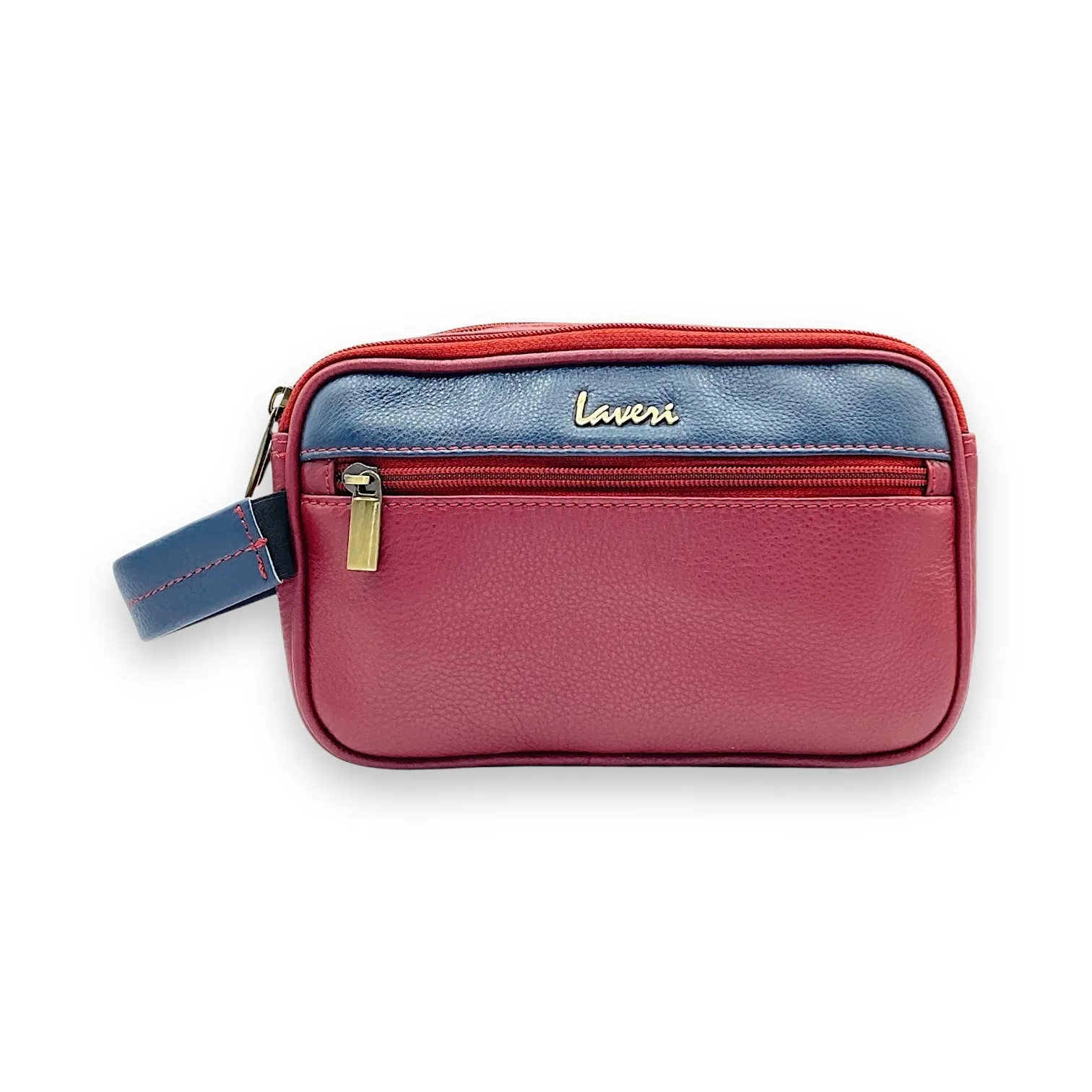 Hand Pouch, Wash Bag, Toiletry, Genuine Leather # 2295NH