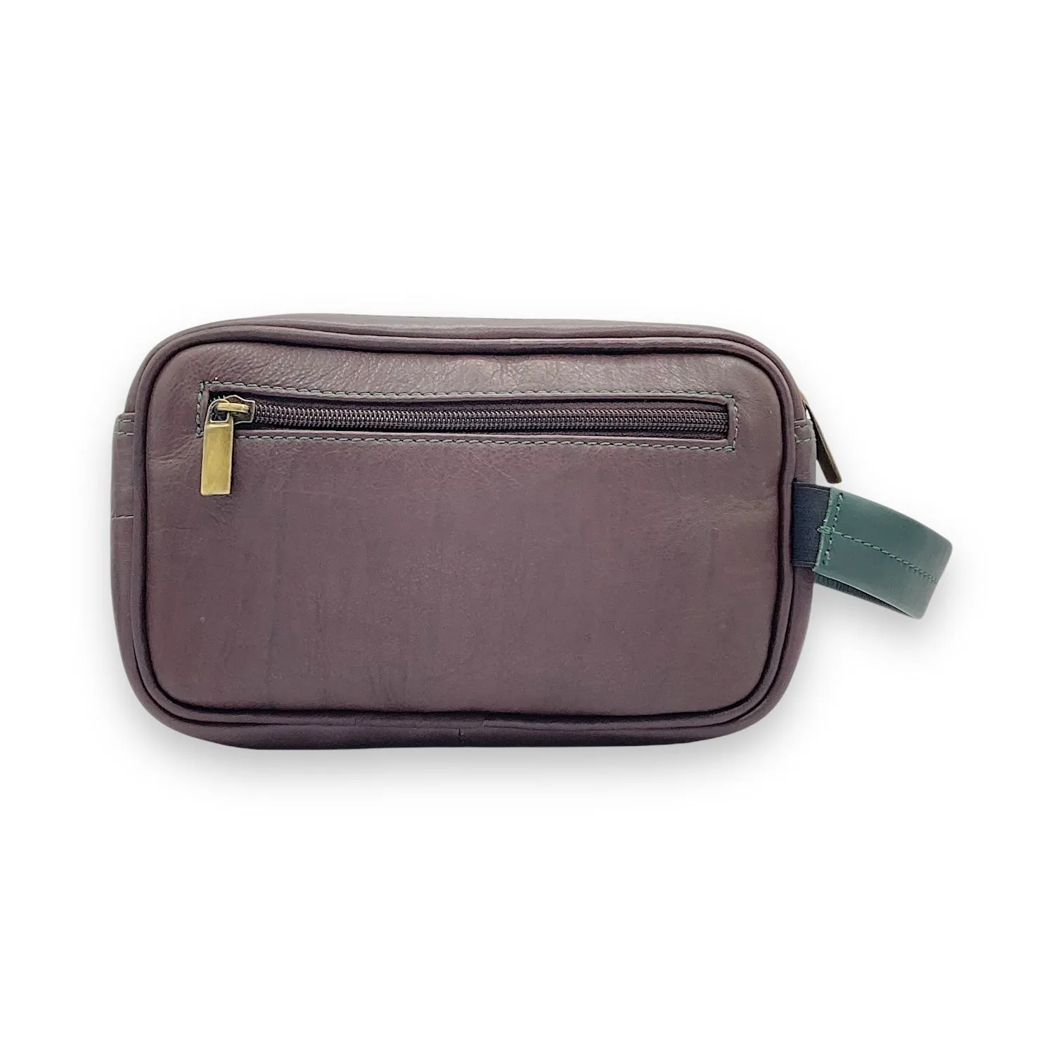 Hand Pouch, Wash Bag, Toiletry, Genuine Leather # 2295NH
