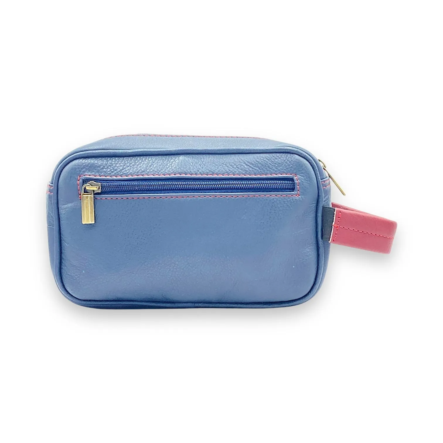 Hand Pouch, Wash Bag, Toiletry, Genuine Leather # 2295NH