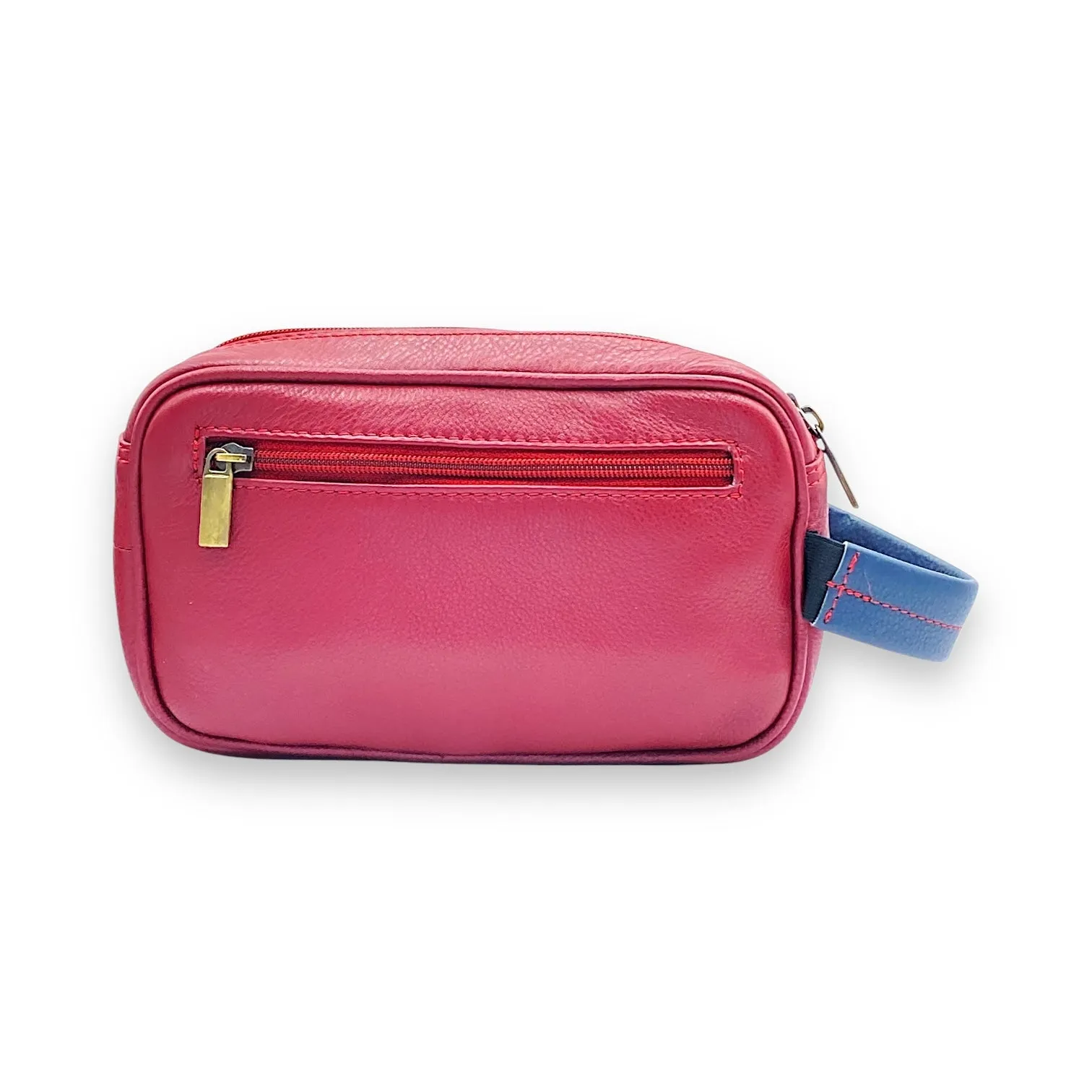 Hand Pouch, Wash Bag, Toiletry, Genuine Leather # 2295NH