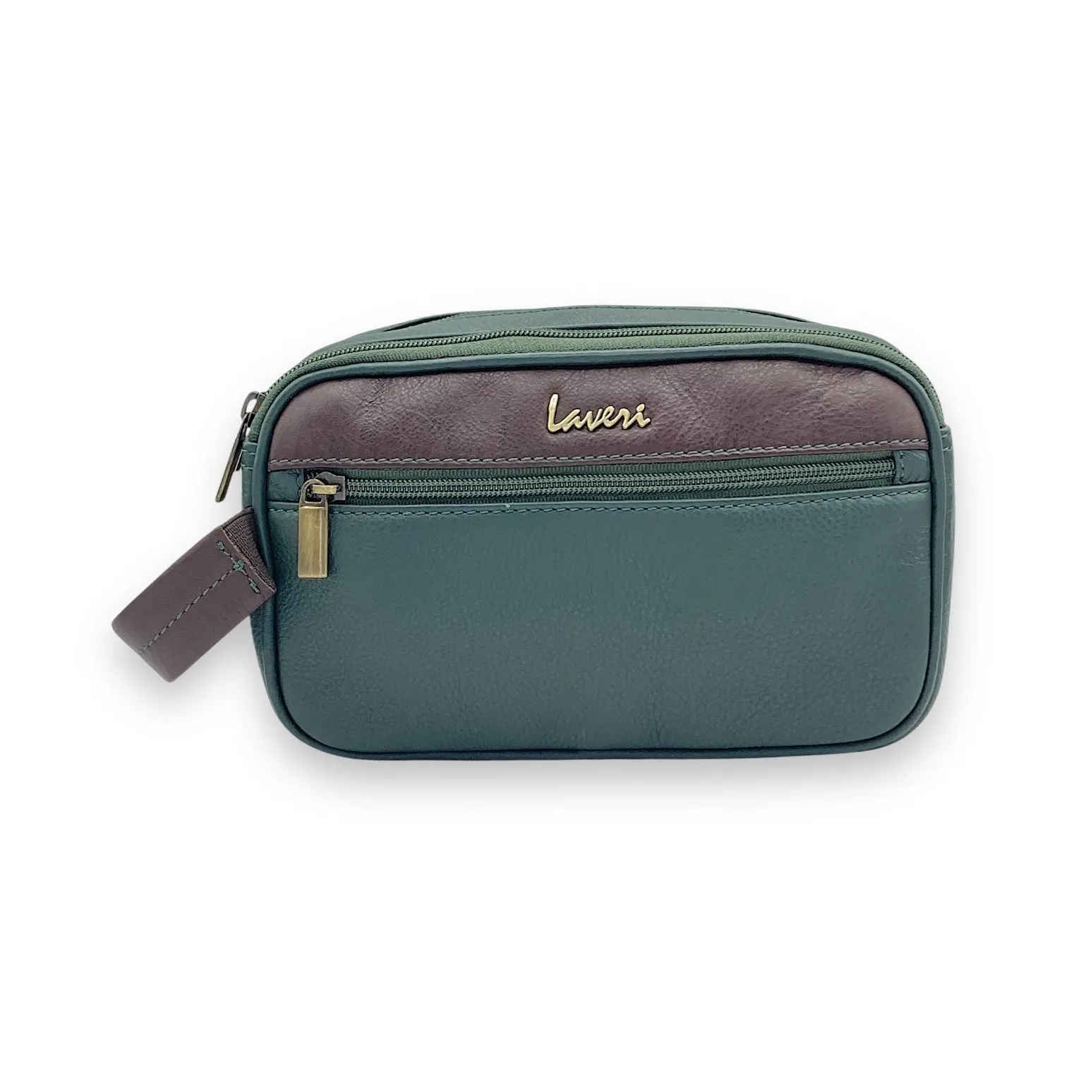 Hand Pouch, Wash Bag, Toiletry, Genuine Leather # 2295NH