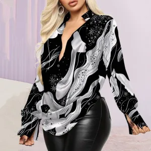 High-end Cowl Neck Designer Long Sleeve Blouse