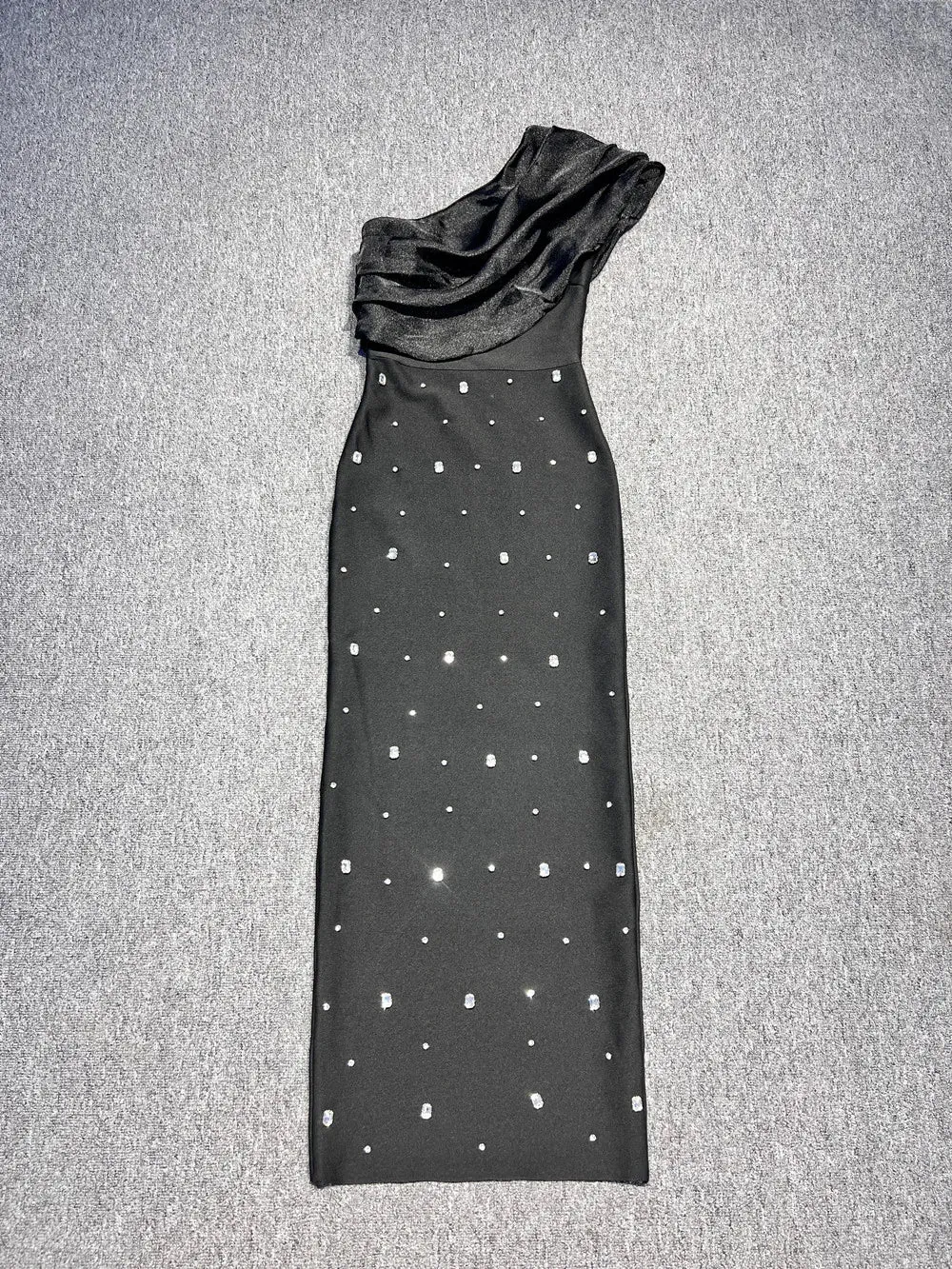 High-end One Shoulder Shiny Crystal Long Dress