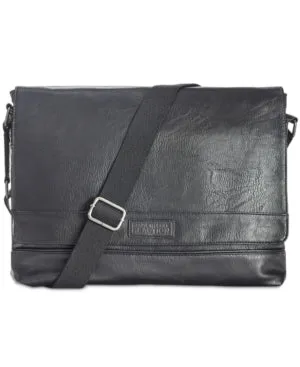Kenneth Cole Reaction Men's Pebbled Messenger/Laptop Bag - Black