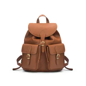 Large Leather Backpack - Tan