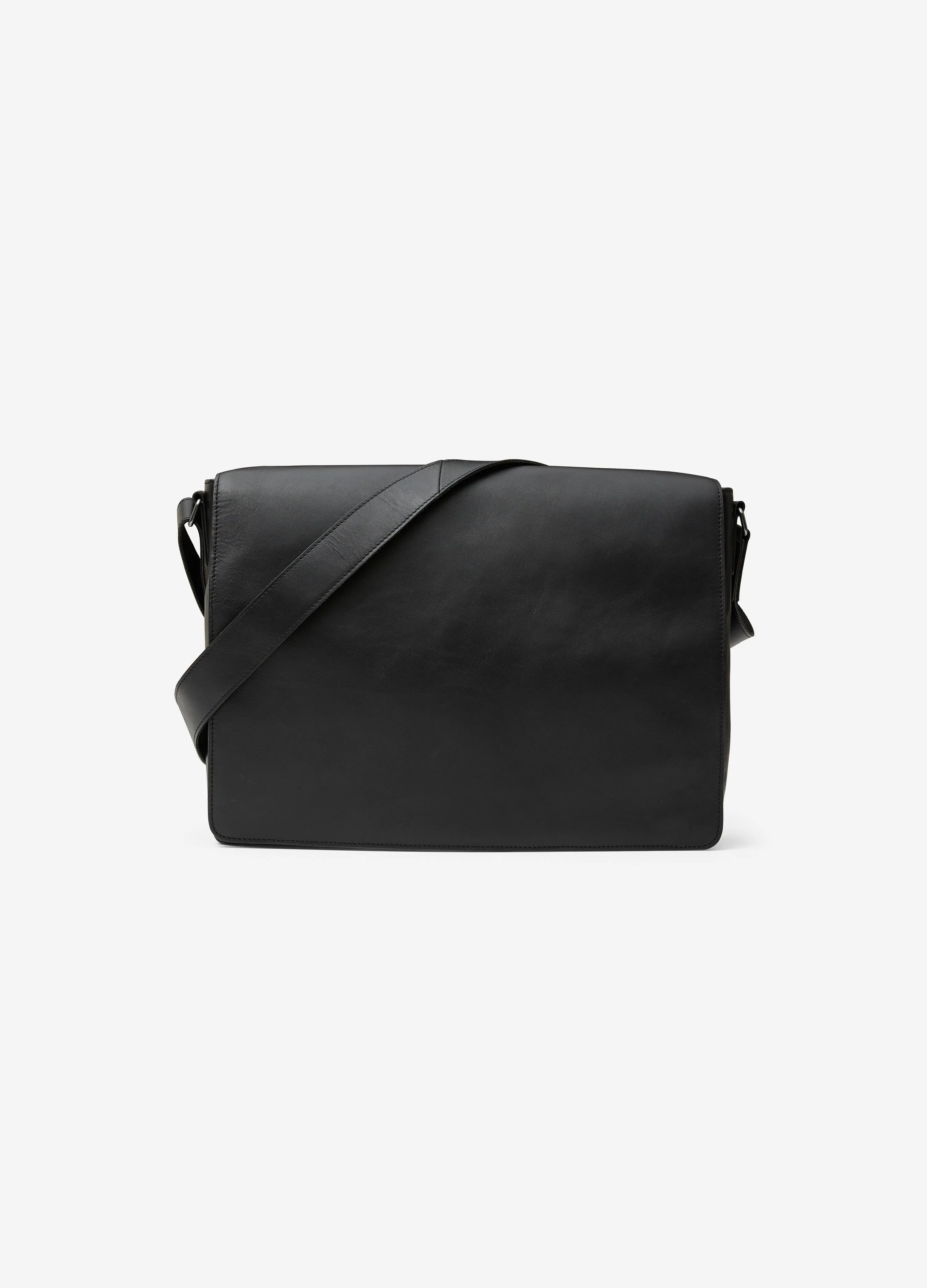 Leather Messenger Bag Black