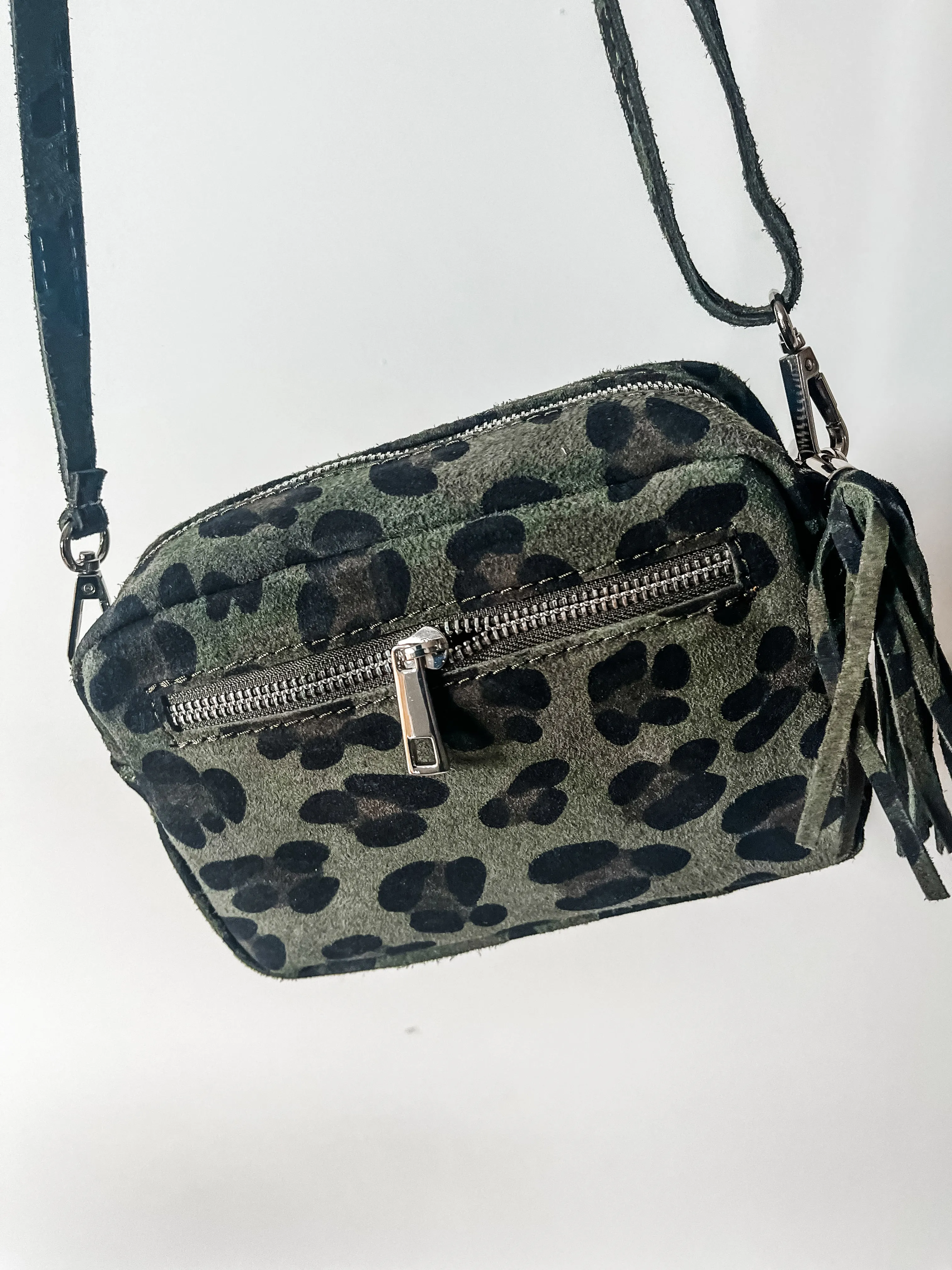 Leopard Print Tassel Crossbody Camera Bag