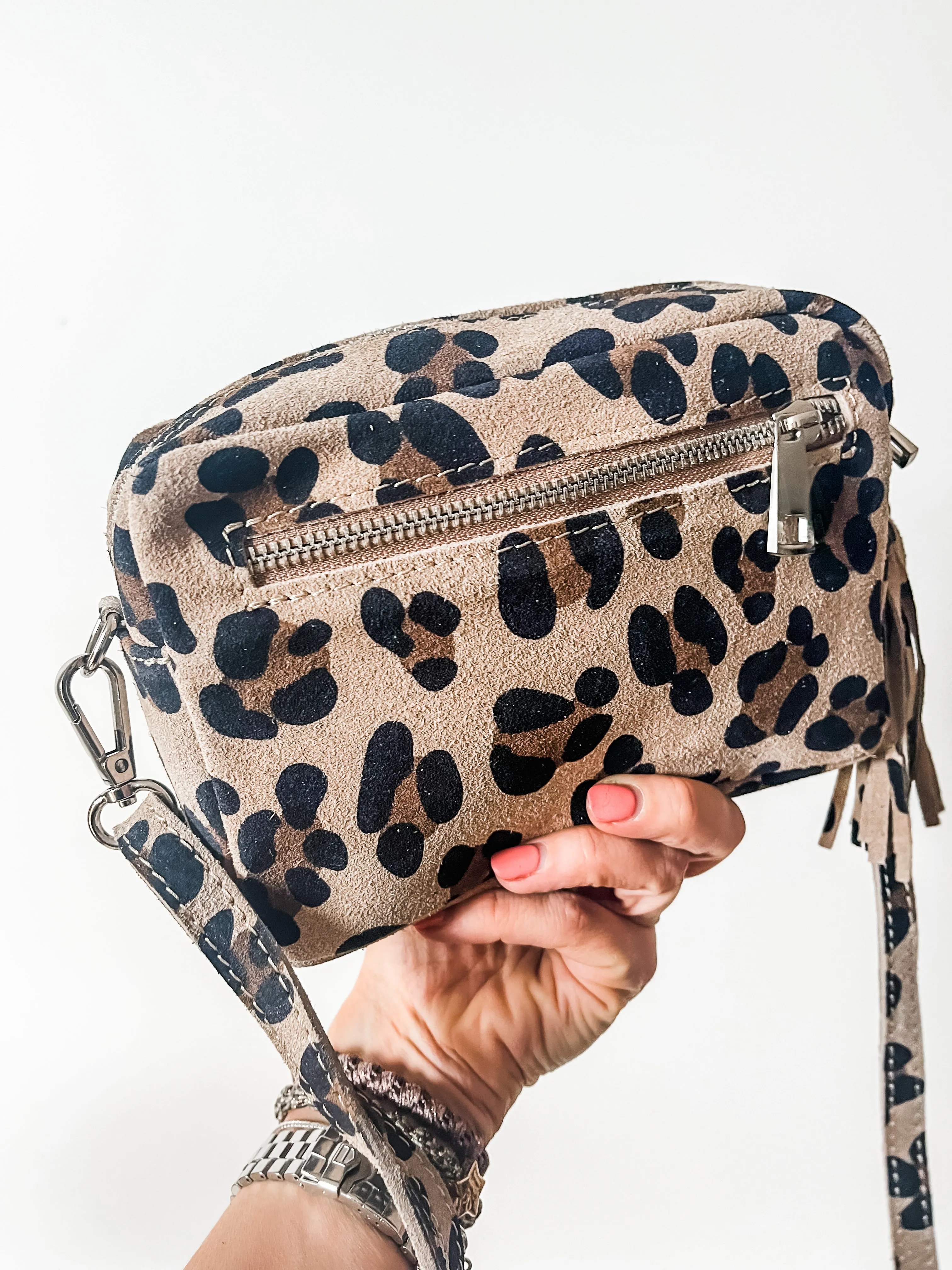 Leopard Print Tassel Crossbody Camera Bag