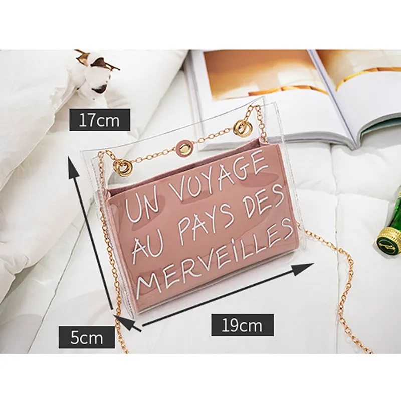 Letter Printed Transparent Jelly Shoulder Messenger Bags Women 2020 Fashion Female Crossbody Sling Handbags Girls